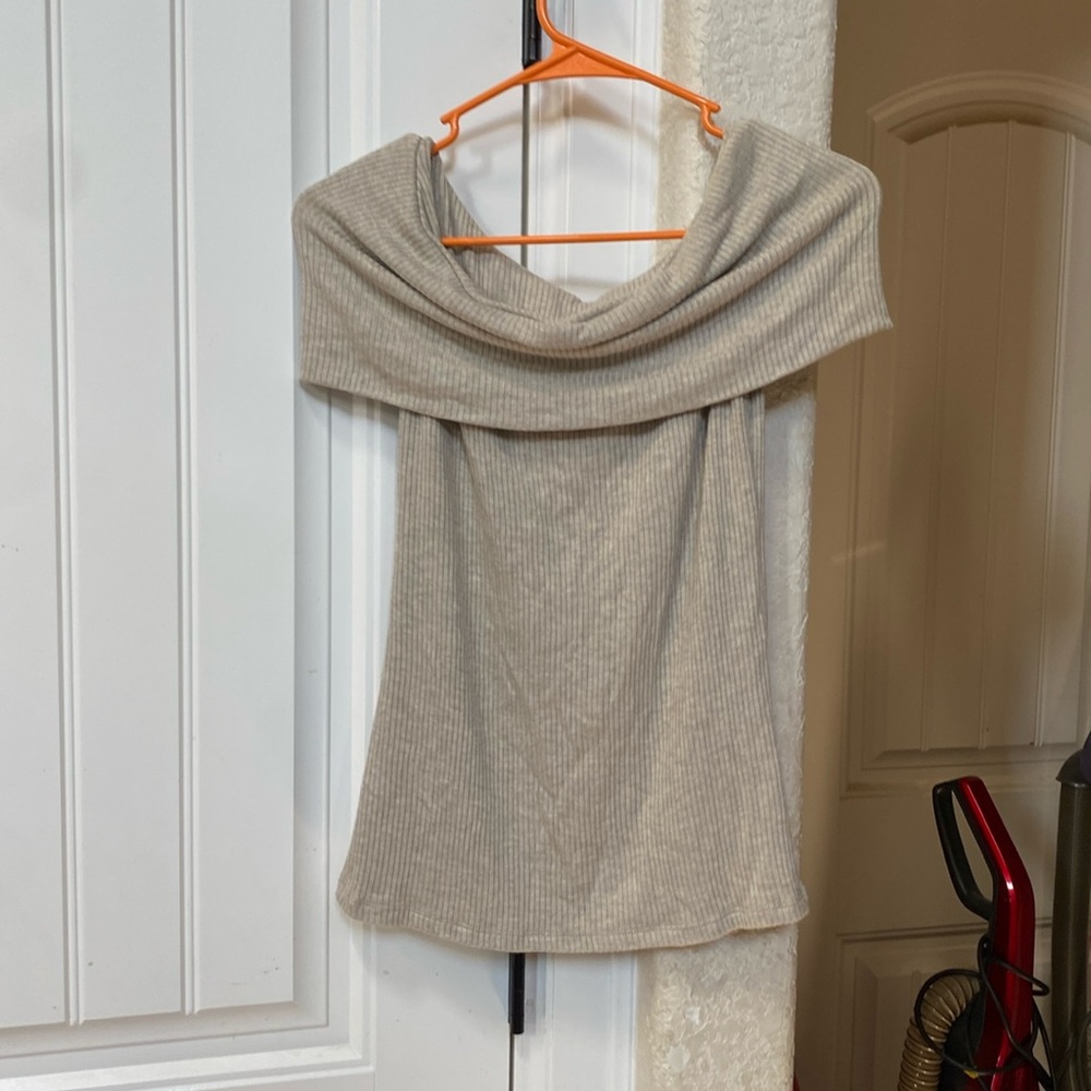 Off the shoulder beige top